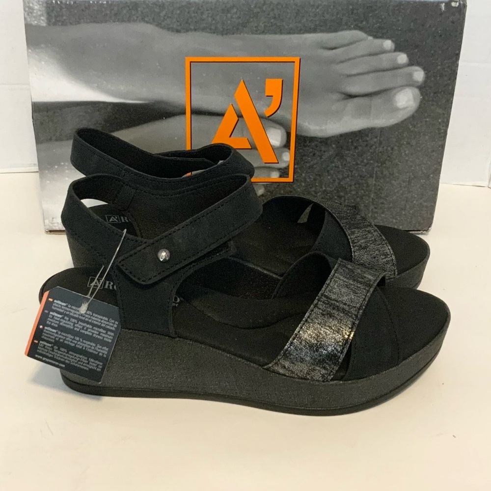 Arcopedico Women's Black Harley Wedge Sandal 10.5-11 M US Arch Support Shoes